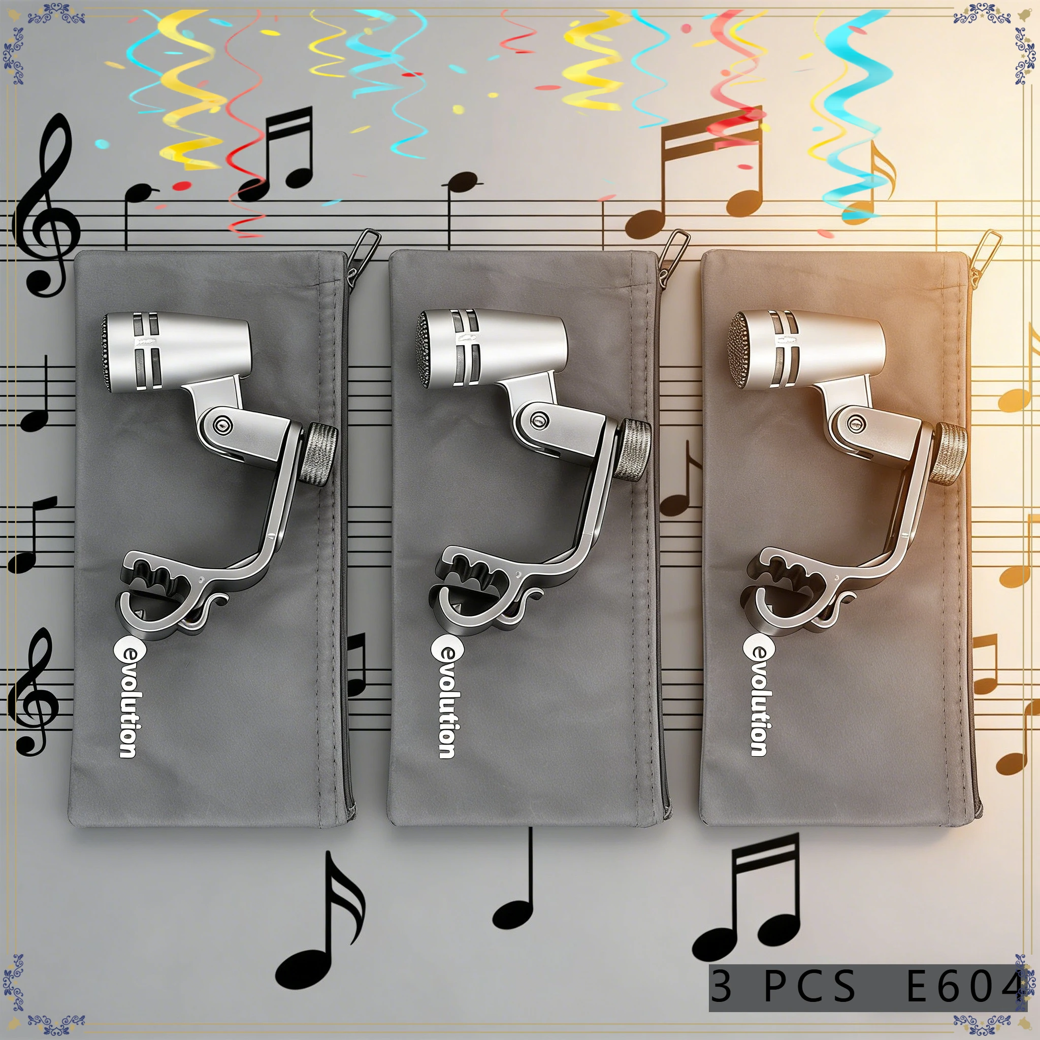 

Оптовая продажа: 3 шт. Оригинальные динамические микрофоны серии Evolution 600 E604 для ударных установок и малых барабанов (модель 2026 года)