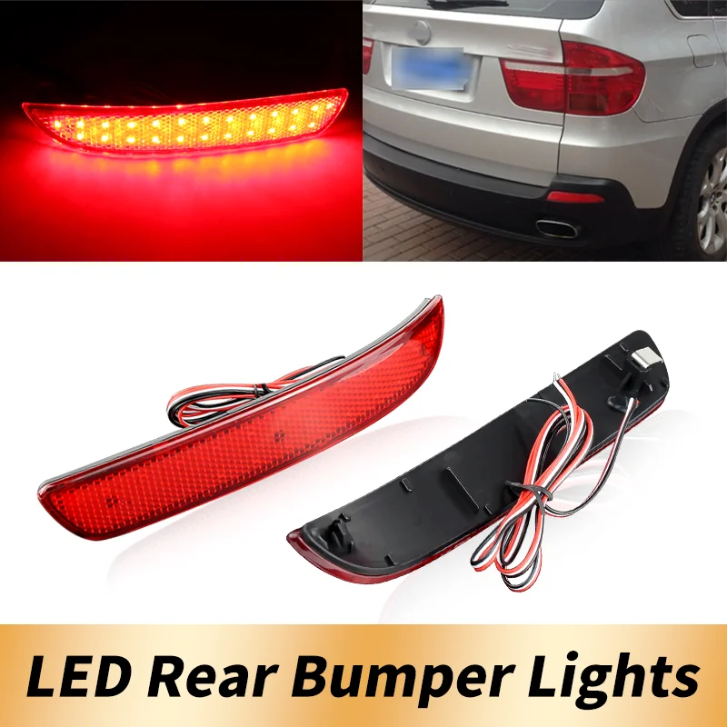 2PCS LED Rear Bumper Reflector Brake Lights Canbus For BMW E70 X5 2006-2010 LCI/facelifted 10-13 Tail Stop Lamps Car Accessories