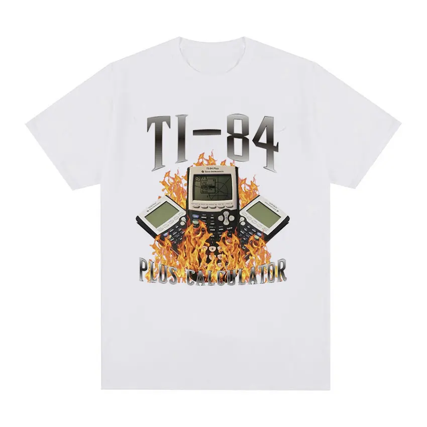 TI-84 Plus Calculator Funny Graphic T Shirts Men's Vintage Fashion Short Sleeves T-shirt 100% Cotton Oversized TShirt Streetwear