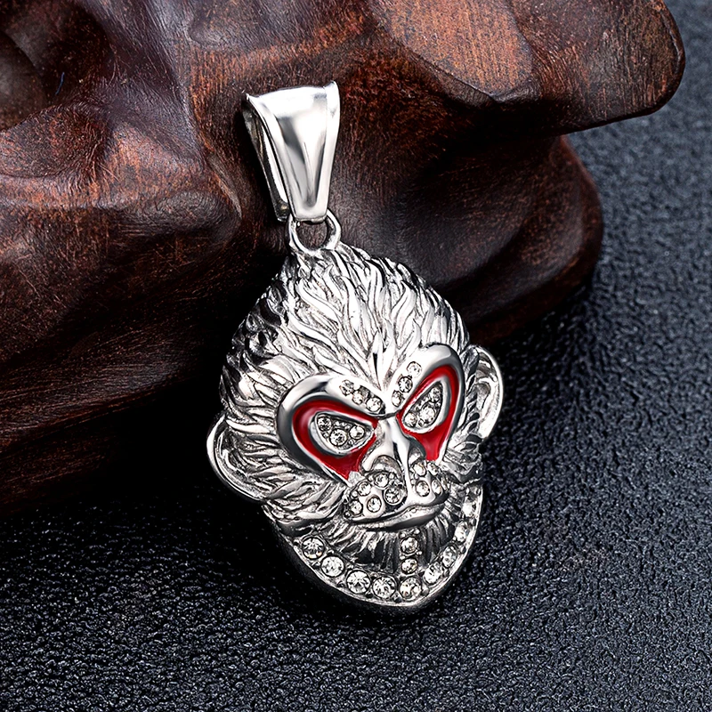 Ｎew Qi Tian Da Sheng Micro Inlaid Zircon Enamel Pendant Necklace Fight Over Buddha Sweater Chain Fashionable Versatile Men Women