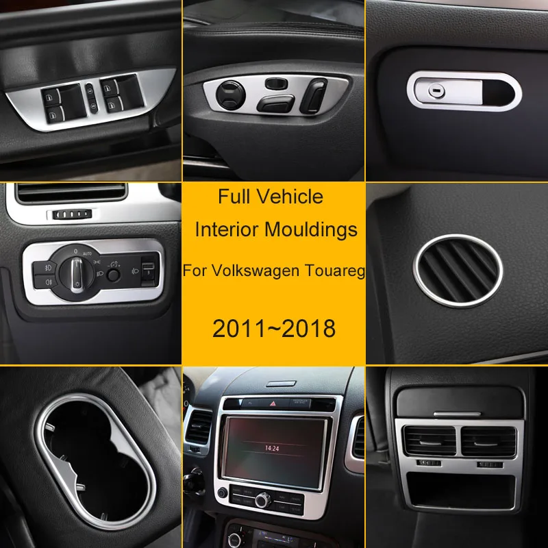 Full Vehicle Interior Mouldings For Volkswagen Touareg Air Outlet Decoration Sticker VW Touareg Navigation Panel Accessories