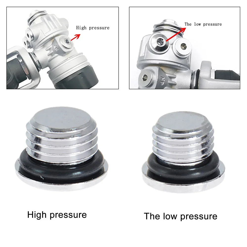 2 Pieces Scuba Diving Regulator 1st stage High/ Low Pressure Port Plug Plug Screws 1st stage Accessories