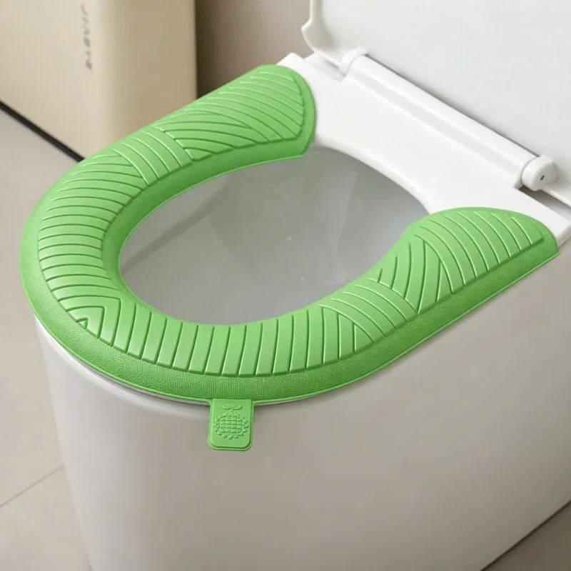 Solid Color Relief Texture Waterproof Lavatory Seat Cushions Thickness 6.5mm Non Deformable Toilet Seat Cover Bathroom Supplies