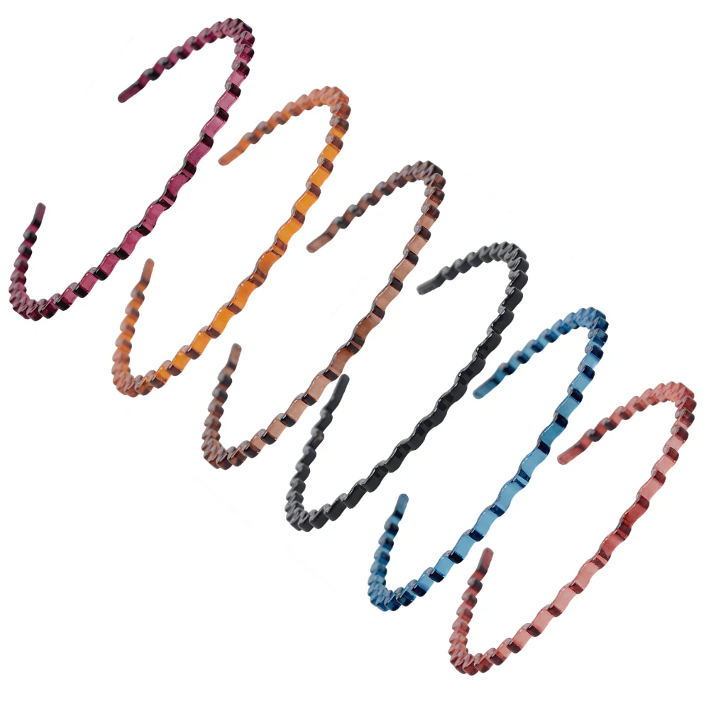 

6PCS Wave Hoop Durable Resin Women Headb Fashion Headb Bathing Washing Face Makeup Spiral Accessories Girls