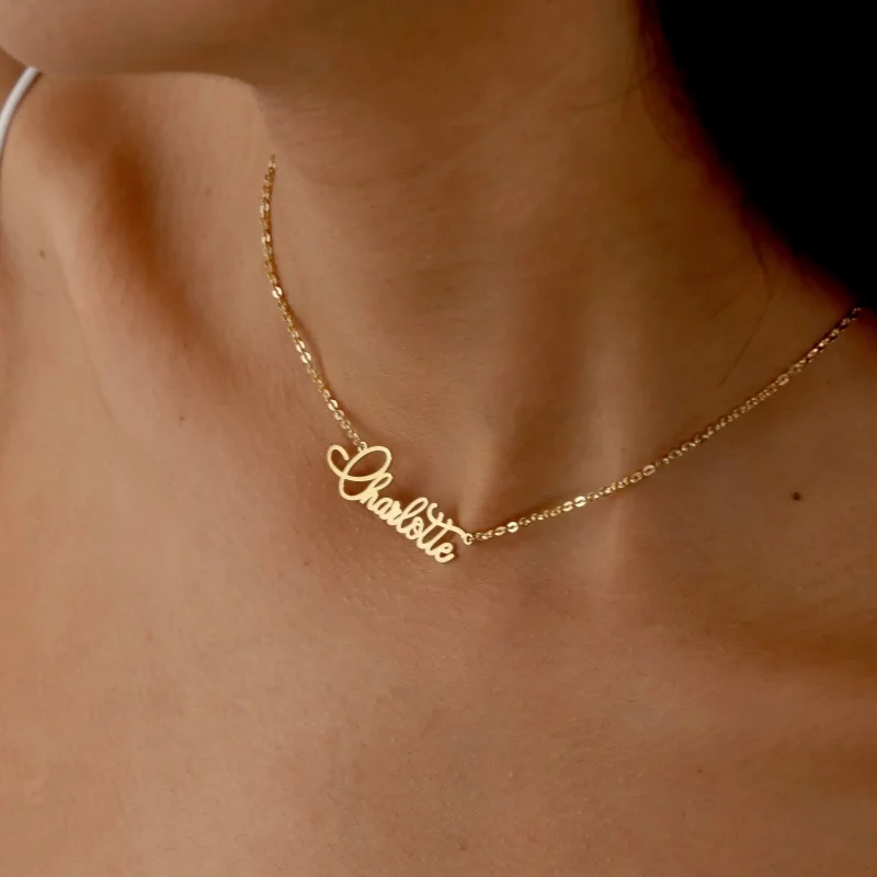 Custom Stainless Steel Name Necklace, Personalized Script Letter Necklace, Birthday or Anniversary Gift for Her, Women's Jewelry