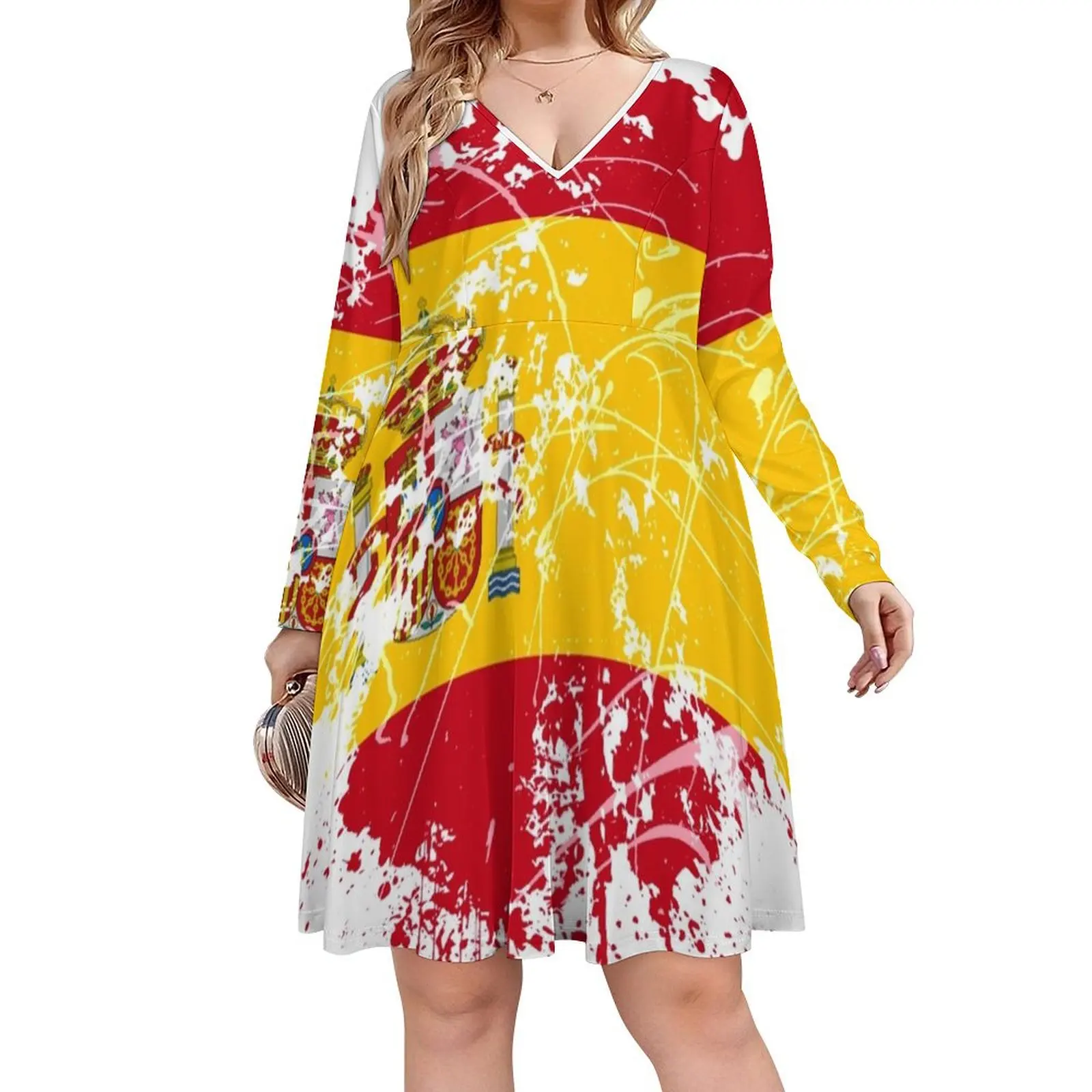 

Spanish flag Oversized V-neck Dress summer dresses ladies 2024 wedding guest dress 2024 women"s summer jumpsuit