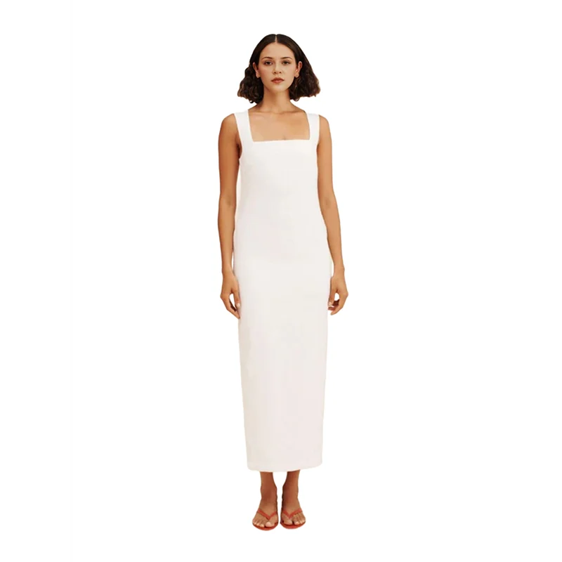 ABRT-robe longue moulante sans manches pour femmes, débardeur basique, couleur unie, décontractée