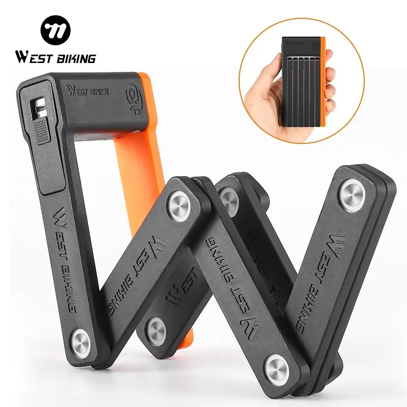 

Складной велосипедный замок WEST BIKING, противоугонный велосипедный замок с 3 ключами, портативный MTB шоссейный велосипед, складной замок для электронного велосипеда