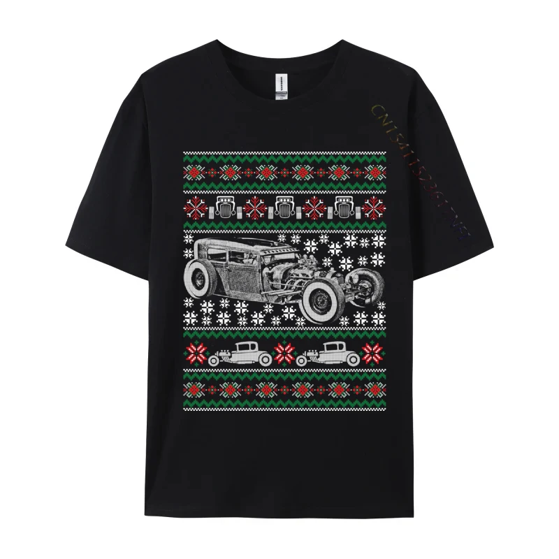 Hot Rod Ugly Christmas Shirt Muscle Car Holiday T-Shirts Camisa Tees O-Neck Europe Size Cotton