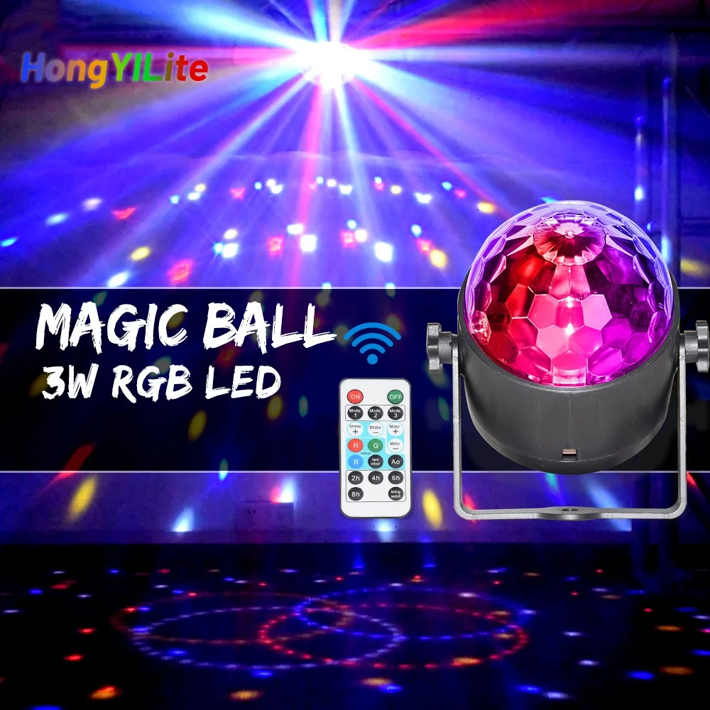 

LED Stage Disco Light Rotating DJ Ball Strobe Colorful Magic Dance Car Ambient RGB Christmas Gift Party Club Car Laser Show Lamp