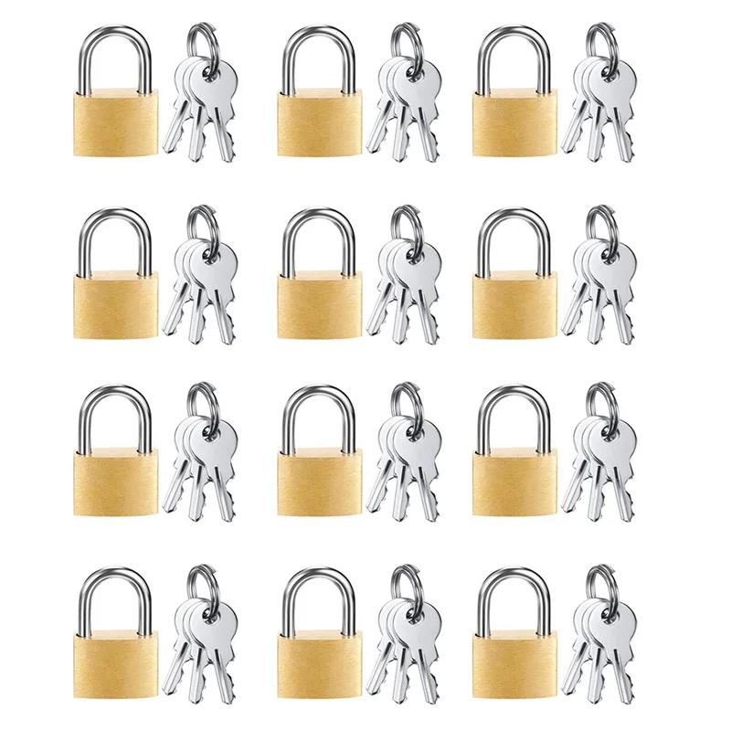 A19F-24 Pack Mini Padlock Small Padlock Solid Brass Locks With 3 Key For Luggage Lock,Backpack,Gym Locker Lock,Suitcase Lock