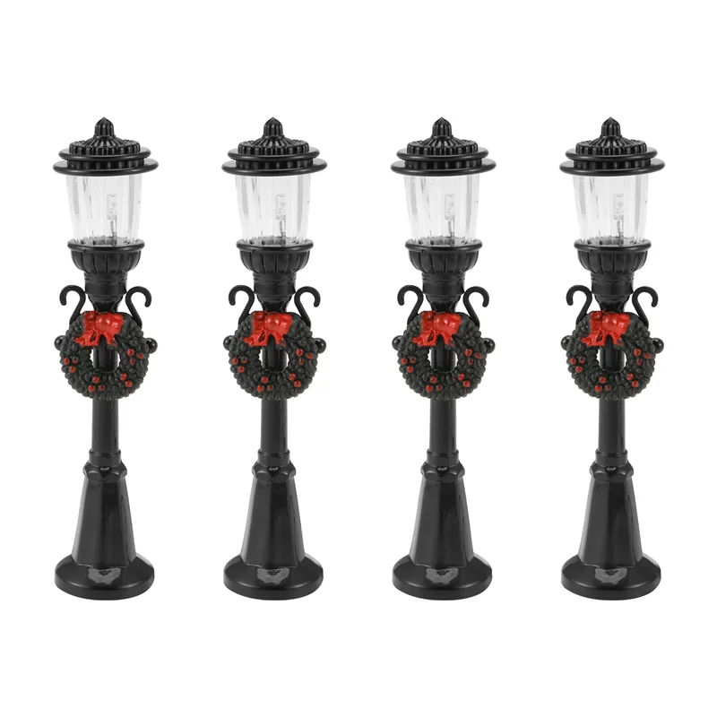 WOWFU-4 قطعة عيد الميلاد الصغيرة عمود مصابيح القطار مصباح مصغر مصباح الشارع أضواء الزخرفية DIY بها بنفسك دمية قرية المسار