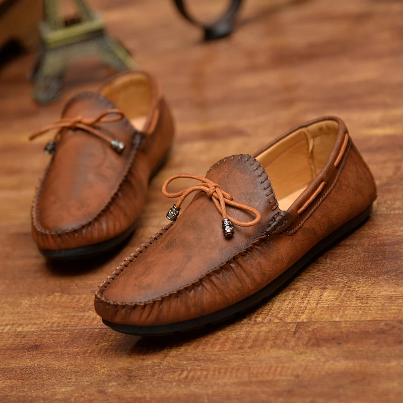 Fashion Leather Men Casual Shoes Luxury Brand comfortable Slip on Formal Loafers Men Moccasins Italian Soft Male Driving Shoes