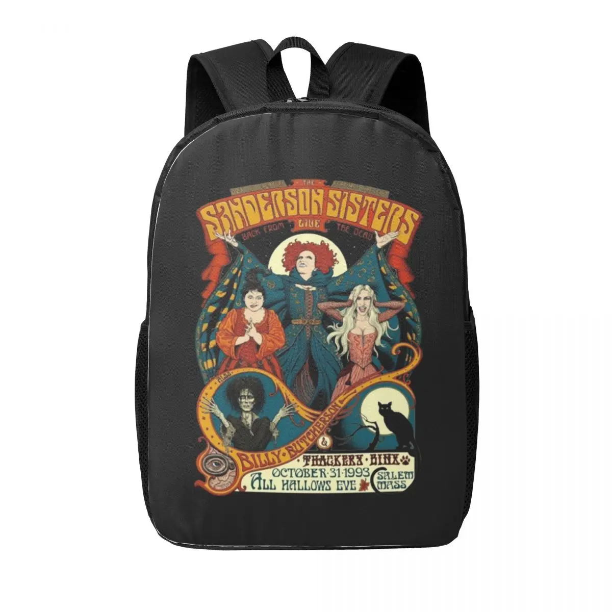 Custom 3D Print Hocus Pocus Halloween Sanderson Sisters Backpack College School Travel Bags Bookbag Fits 15 Inch Laptop