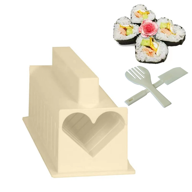 

Набор для приготовления рисовых рулетов, пищевой пластиковый резак для суши, инструмент для самостоятельного изготовления пищевых закусок, круглое сердце, квадратная форма, кухонные гаджеты
