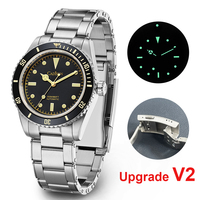 CADISEN Luxury Men Watch 38mm Diver Vintage Automatic Business Wristwatches NH35 Mechanical Sapphire 20 Bar Mens Retro Clock