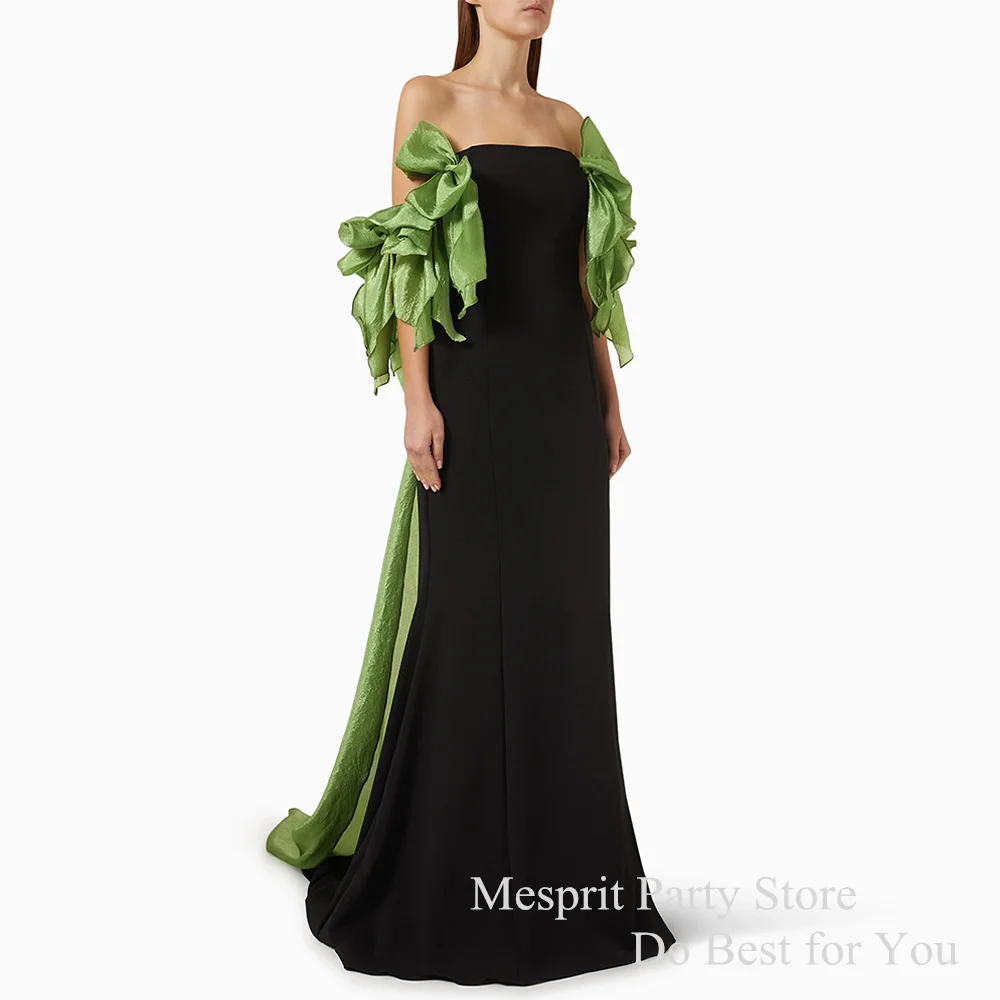 

Simple Saudi Arabic Prom Dress Strapless Off The Soulder Sweep Train Slit Black Party Gown Mermaid Evening Dresses 2024