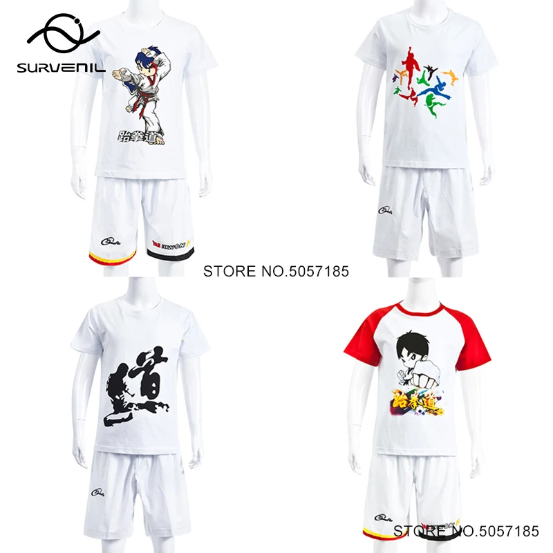 

Taekwondo Martial Arts Uniform Kids Adults Karate Tae Kwon Do TKD Shorts Cotton T-Shirt MMA Fighter Kickboxing Training Dobok