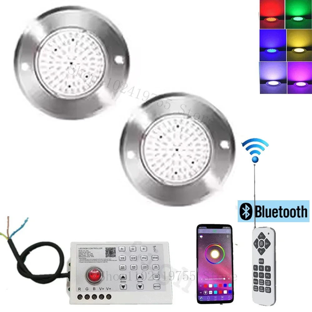 

RGB LED Pool Light Bluetooth APP Control IP68 Waterproof Outdoor 12W Underwater Fountain Landscape Lamp Piscina Luz Spotlight