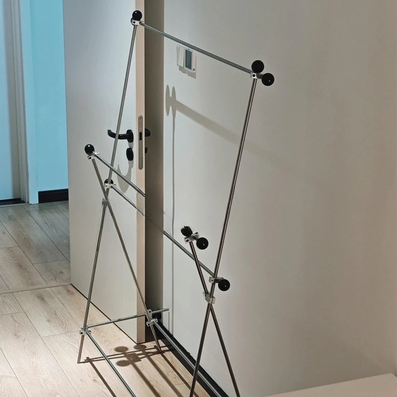 Black ball rack stainless steel coat rack floor-to-ceiling hanger household bedroom shoe bag storage rack