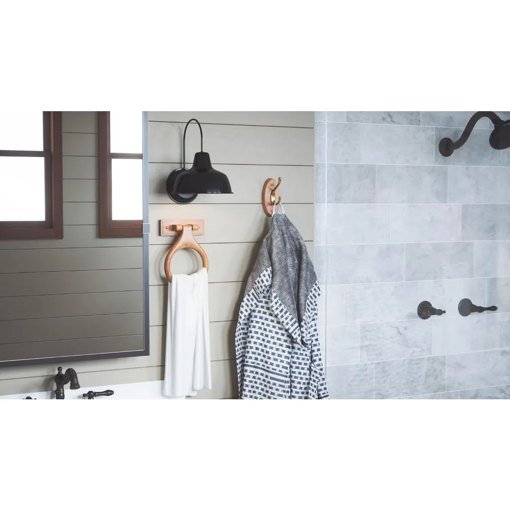 Toallero de pared para baño, resistente y fácil de instalar, roble miel