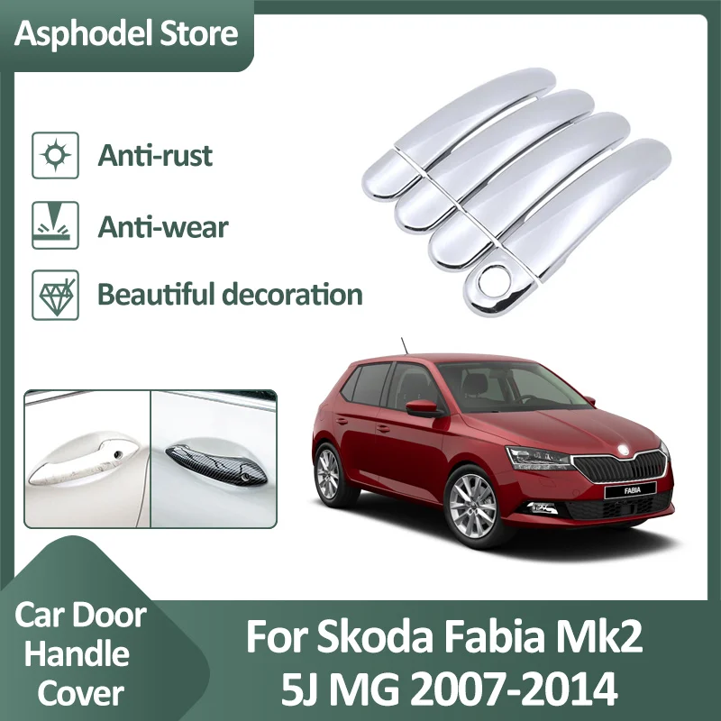 Door Handle Cover Trim For Skoda Fabia Mk2 5J MG 2007 2008 2009 2010 2011 2012 2013 2014 Car Atuo Exterior Accessories Stickers