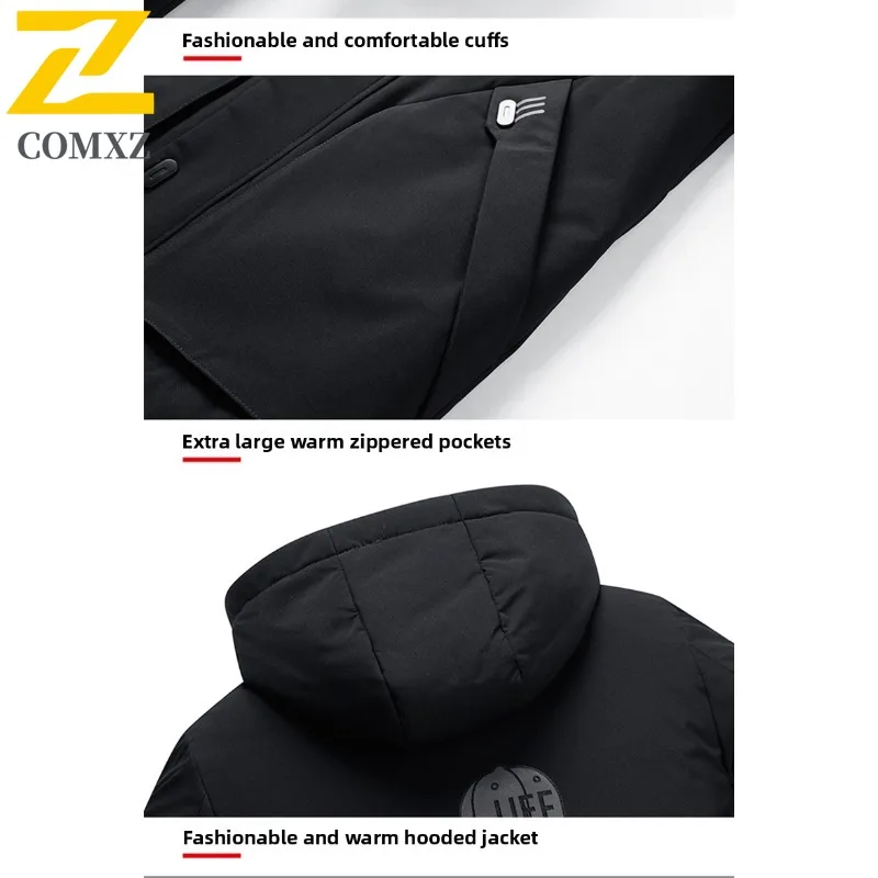 COMXZ Mens Padded Jacket Trendy Slim Travel Windproof Design Daily Street Cotton Padded Jacket Ski High Quality Winter Padding