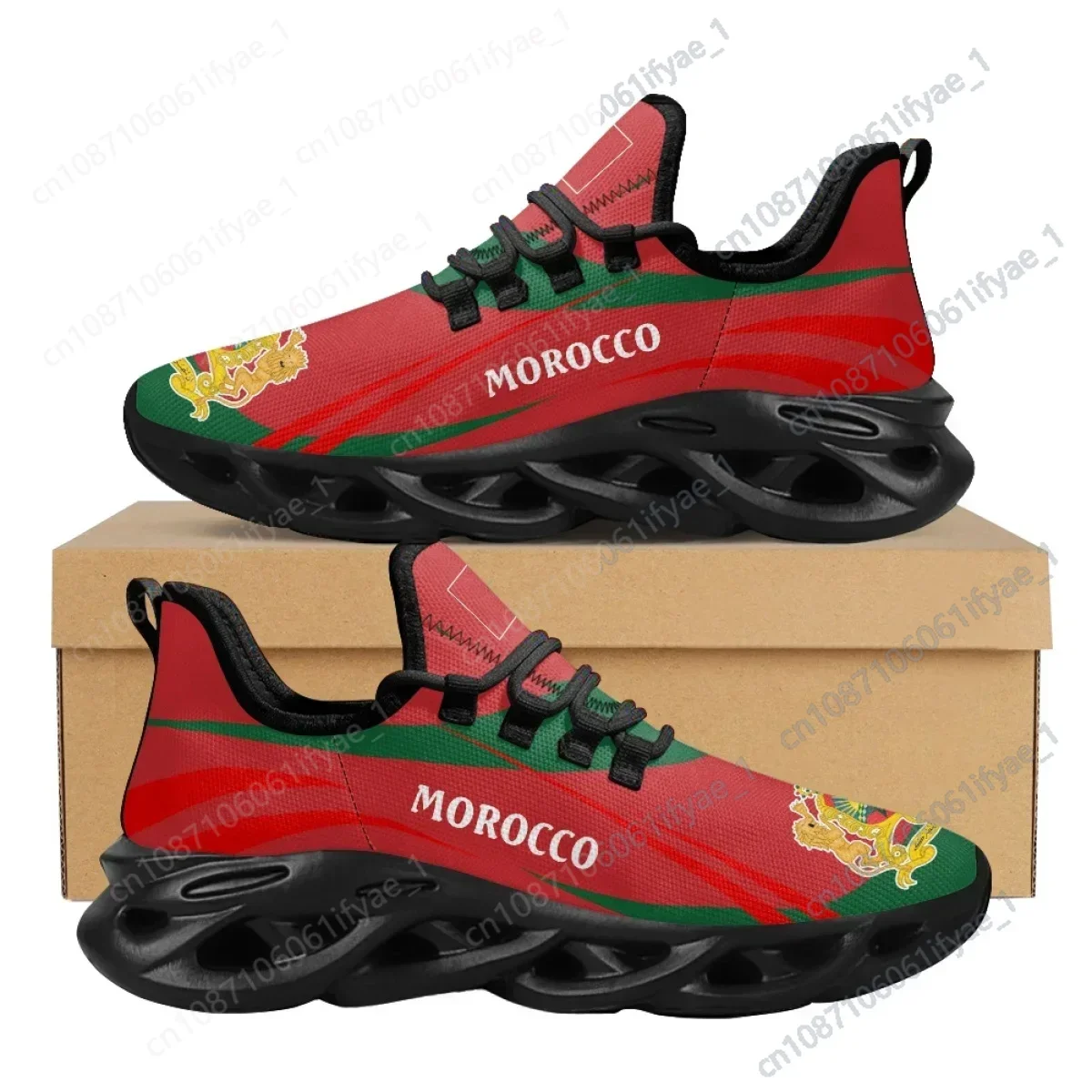 2024 Fashion Morocco Flag Running Shoes Spring Summer Durable Basketball Footwear Shock Absorption Driving Sport Sneakers