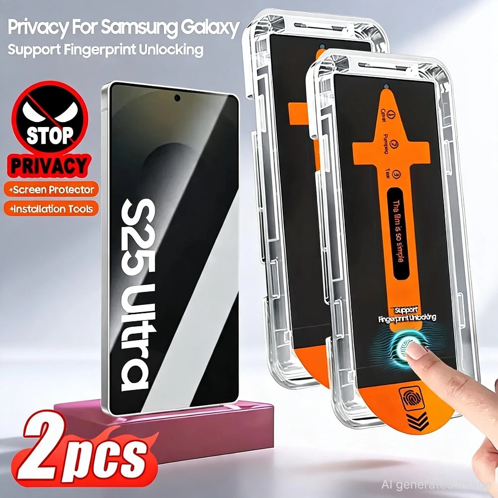 2-1 Stück staubfreier Installations-Displayschutz für Privatsphäre oder HD für Samsung Galaxy S26 S25 S24 S21 S22 S23 Ultra Plus Anti-Spy-Glas Xwsfa