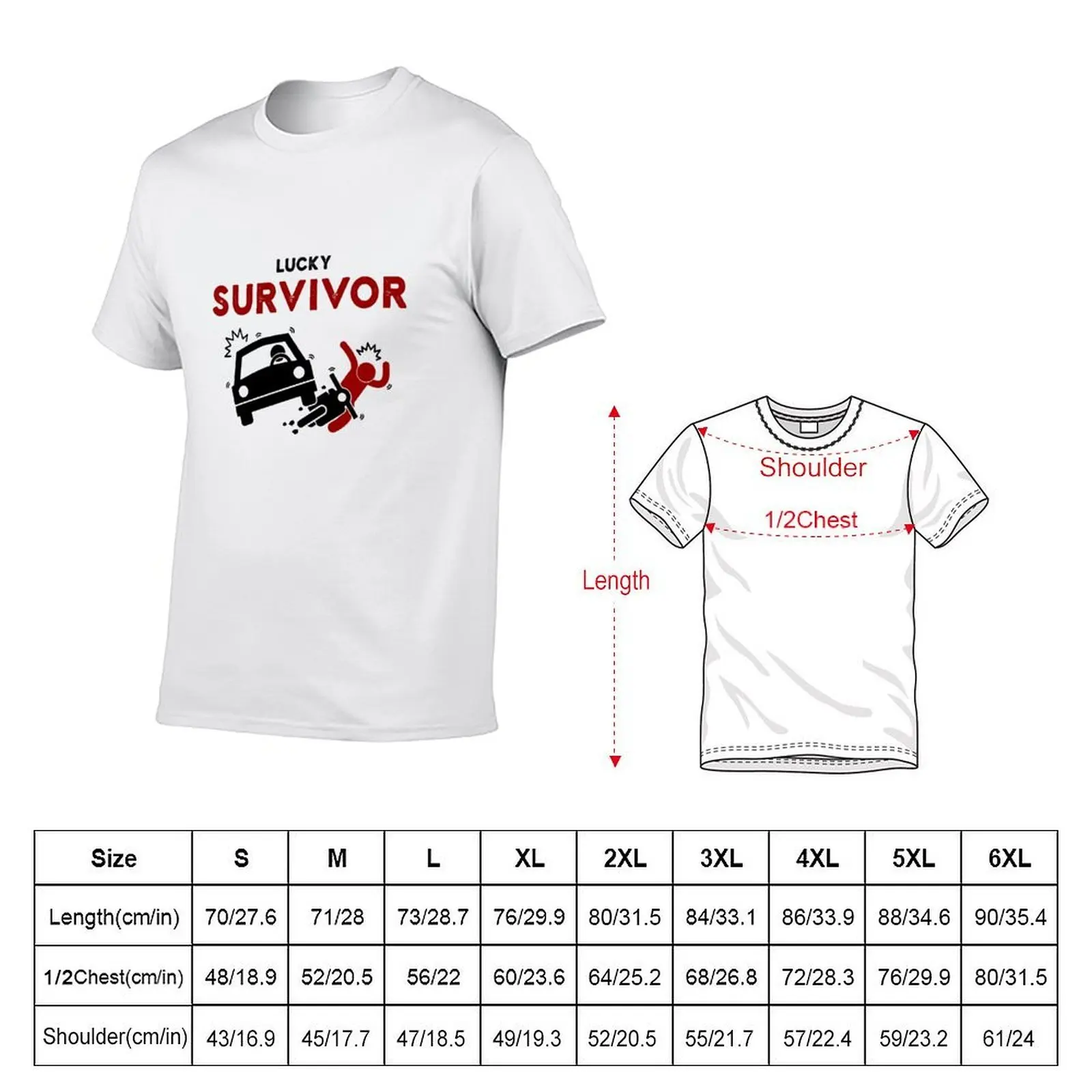 Motorcycle accident lucky survivor T-Shirt cotton t shirt pack man t shirts graphic T-Shirt