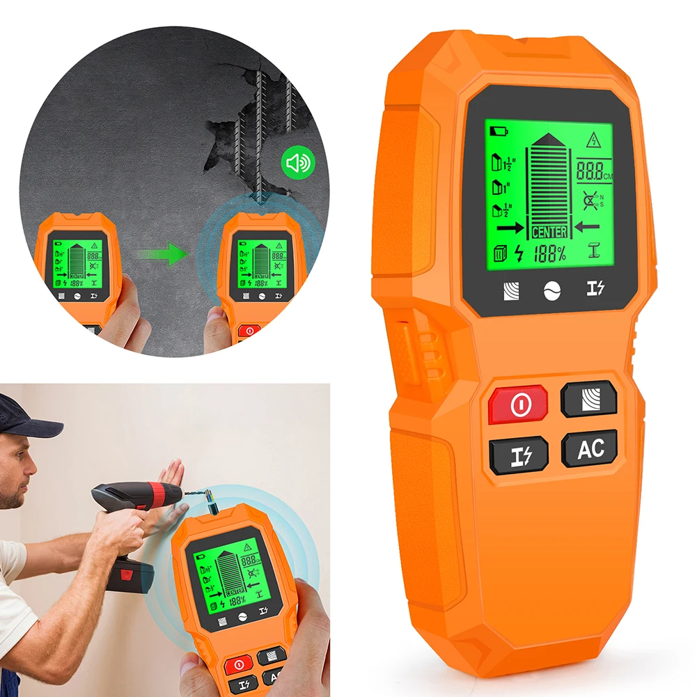 7 in 1 Electric Wall Scanner Sensor with LCD Display Stud Finder High Accuracy for AC Wire Metal Studs Wood Joist Pipe