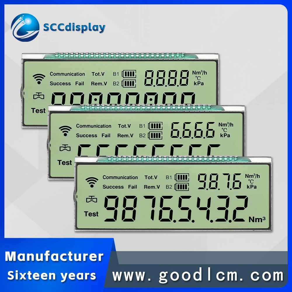 Manufacturer customized SJXDGW067 Segment LCD screen for smart meters High contrast wide temperature 7-segment display screen