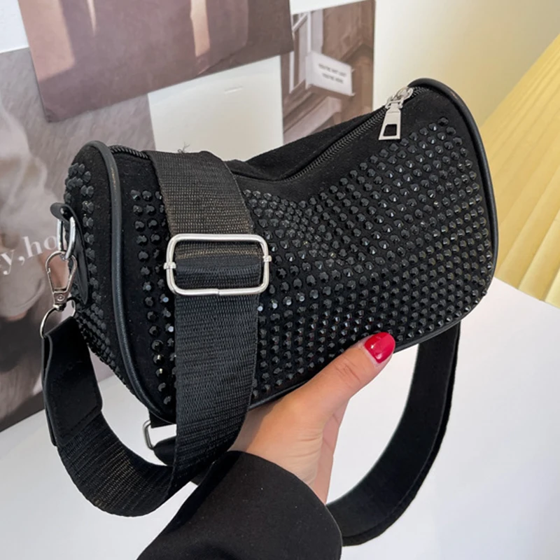 New Fashion Diamond Women Shoulder Purses Designer Crystal Underarm Handbags Small Luxury Lady Crossbody Messenge Phone Flap