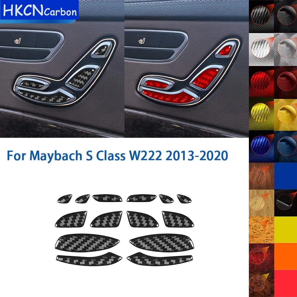 

For Maybach S Class W222 2013-2020 Accessories Real Soft Carbon Fiber Car Seat Adjustment Button Panel Cover Trim Sticker