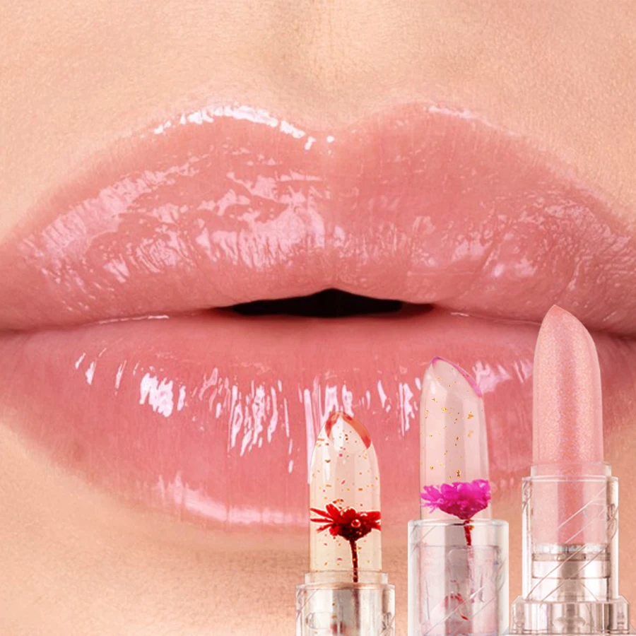 1 lápiz labial transparente de gelatina que cambia de Color con la temperatura, lápiz labial hidratante con flores, maquillaje coreano, regalos para mujeres, brillo de labios