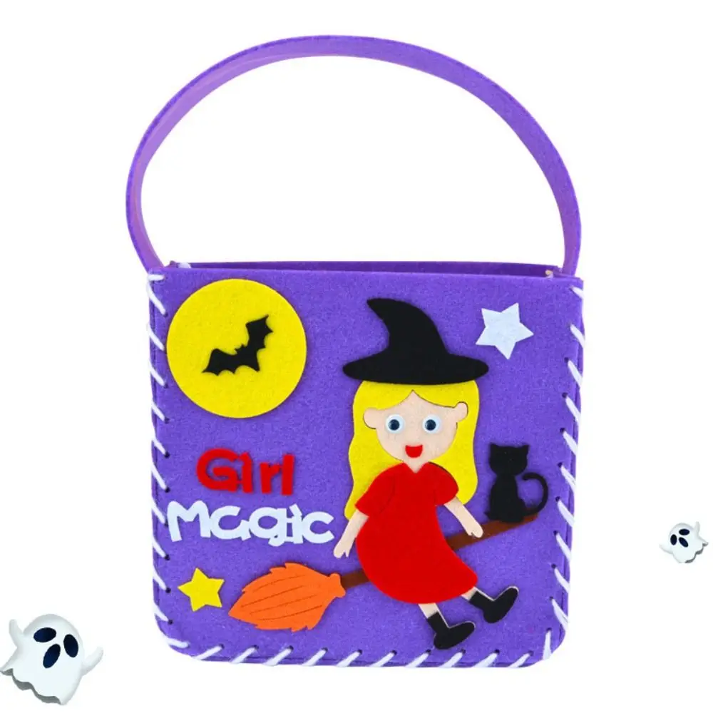 Tecido não tecido diy saco de doces de halloween truque ou deleite saco de abóbora diy saco de truque ou deleite eva bolsa de abóbora