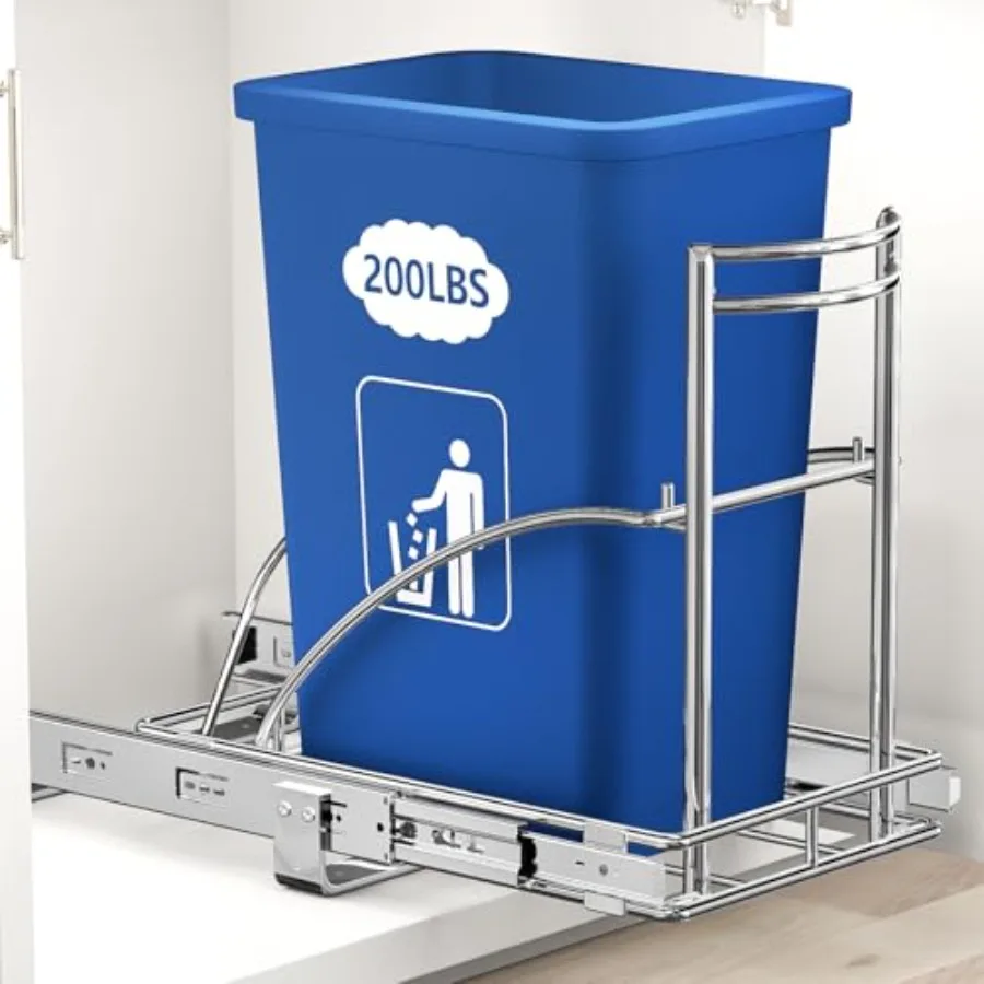 

Under Sink Trash Can Pull Out Trash Hidden for 30-50 Qt 7-13 Gallon Garbage Can Under 13" Wx19 Dx17 H Cabinet, Pull Out Kit wit