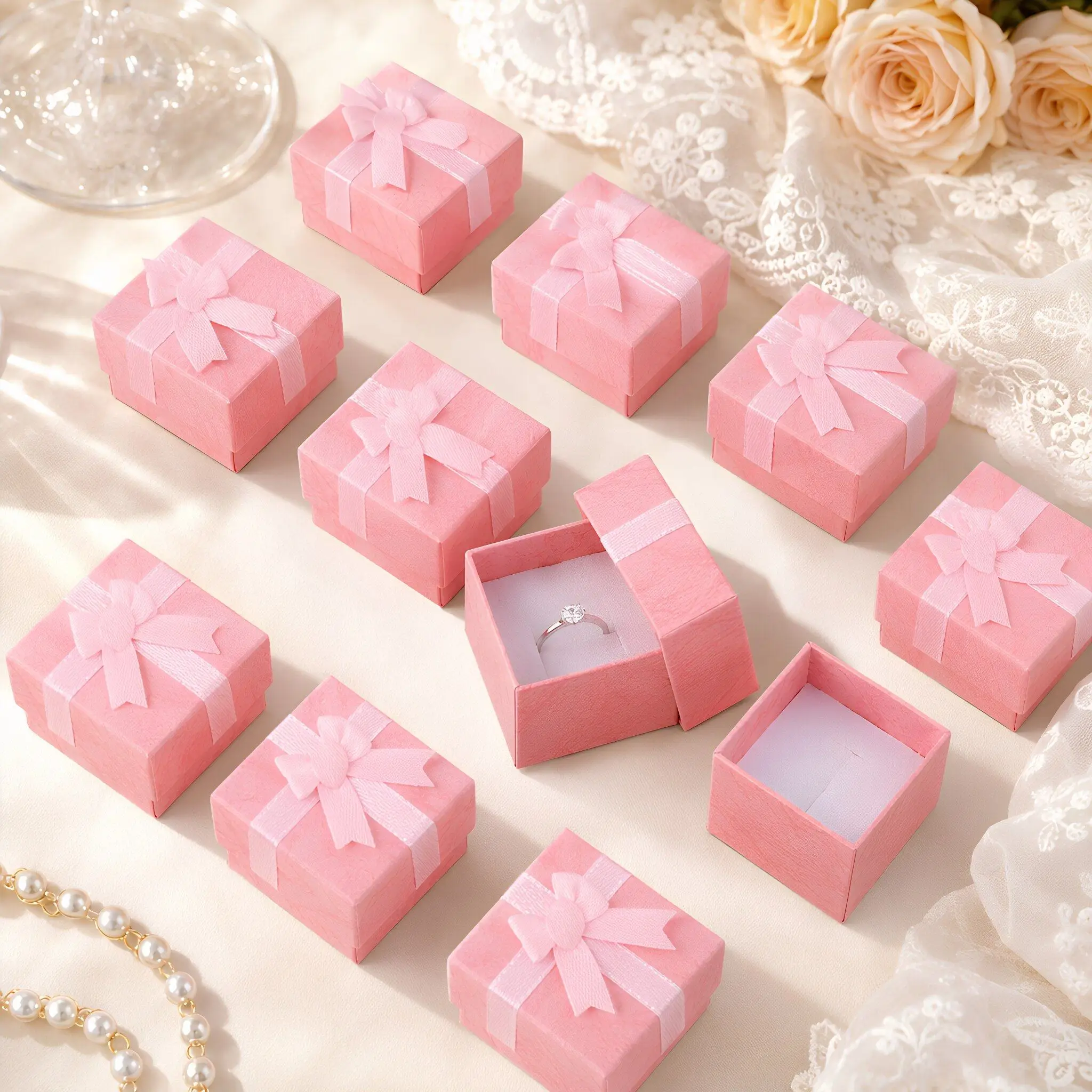 24Pcs Hard Paperboard Jewelry Organizer Boxes Stylish Warm for Small Jewelry Gift Storage Candy Box Baby Shower