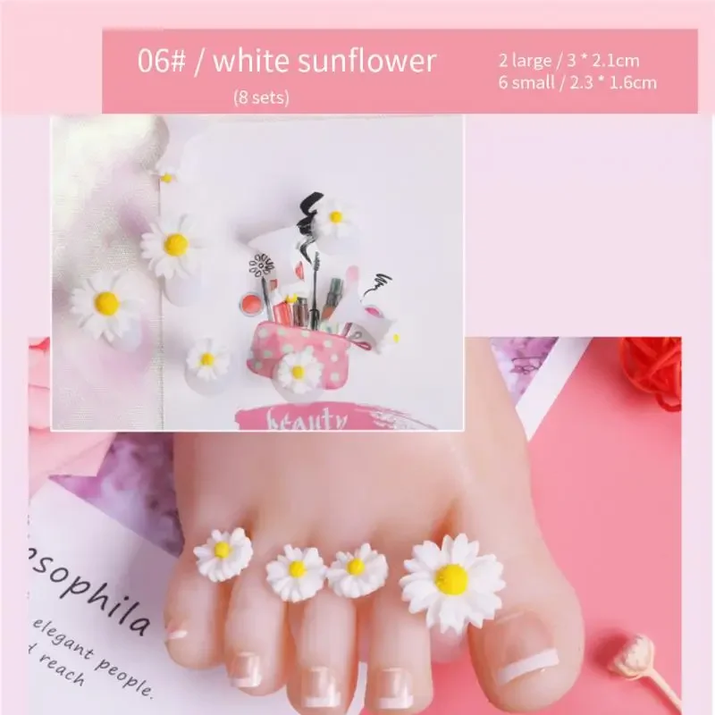 Separador de dedos de silicona suave, forma divisora de dedos para pies, separadores de manicura, cuidado de pedicura, herramienta artística para uñas, accesorio de soporte de flores, 8 Uds.