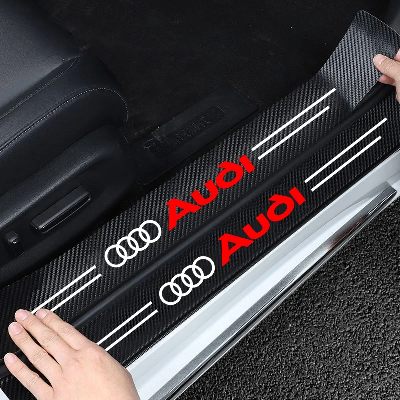 Carbon Fiber Car Door Edge Sill Protector Strip Stickers For Audi A3 8V 8P S3 A5 A6 C7 C6 S5 S6 Sline A4 S4 B8 B9 B7 Accessories