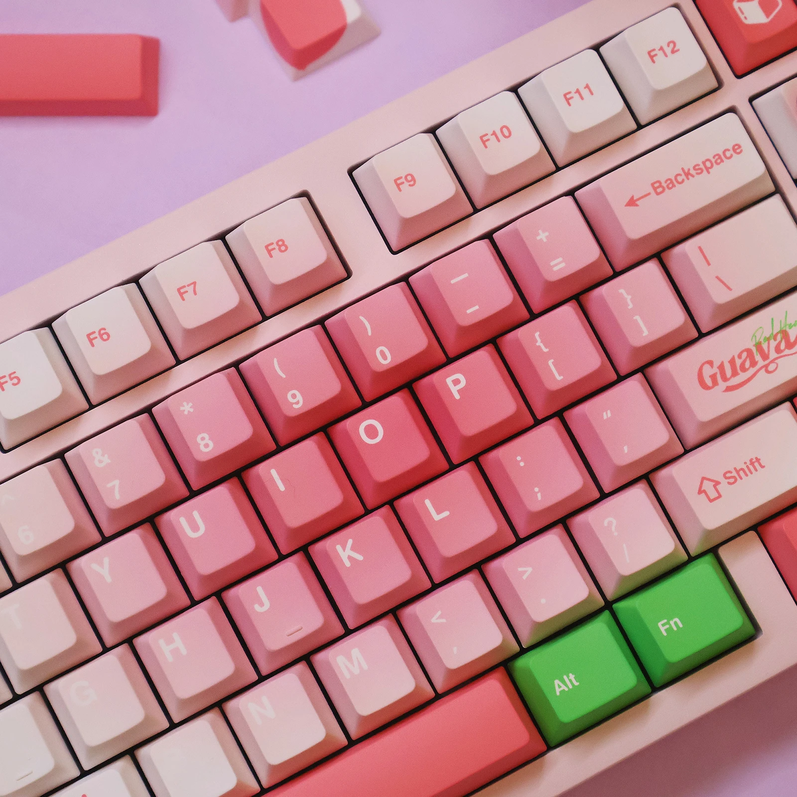 Guava Keycap Cherry 140Keys Pbt Cute Pink Love Keycap Summer Color 7/2.25/2.75U Space Bar Alice Layout Keycaps