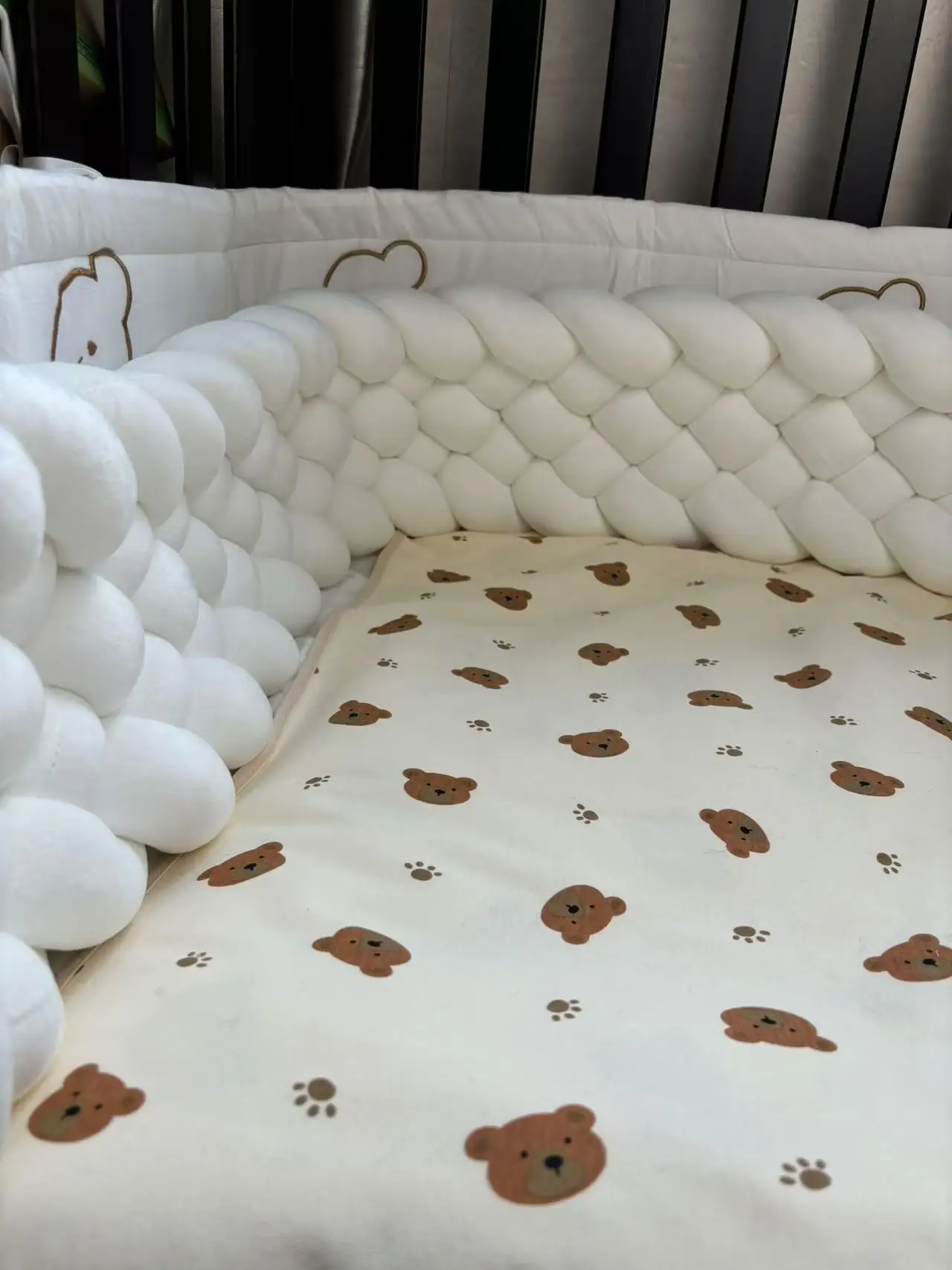 Бампер для детской кровати для новорожденных, 6 узелков, бампер для детской кроватки, защита для комнаты, Декор, детская зимняя коса для кровати, бампер для детской кроватки