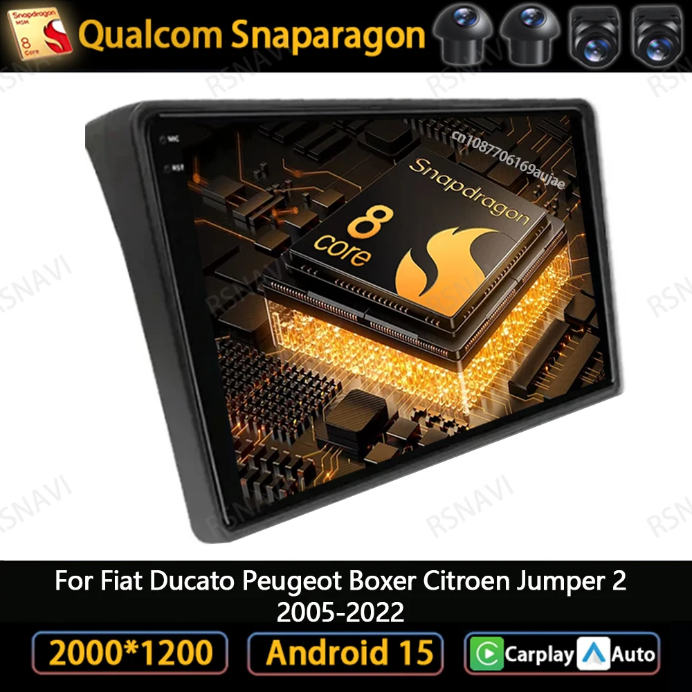 

Android 15 Car Radio For Fiat Ducato Peugeot Boxer Citroen Jumper2 2005-2022 Stereo Multimedia BT Wireless Carplay Auto GPS QLED