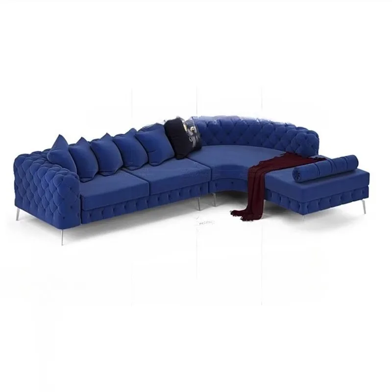 American light luxury flannel leather simple living room model room reception three people people corner sofa