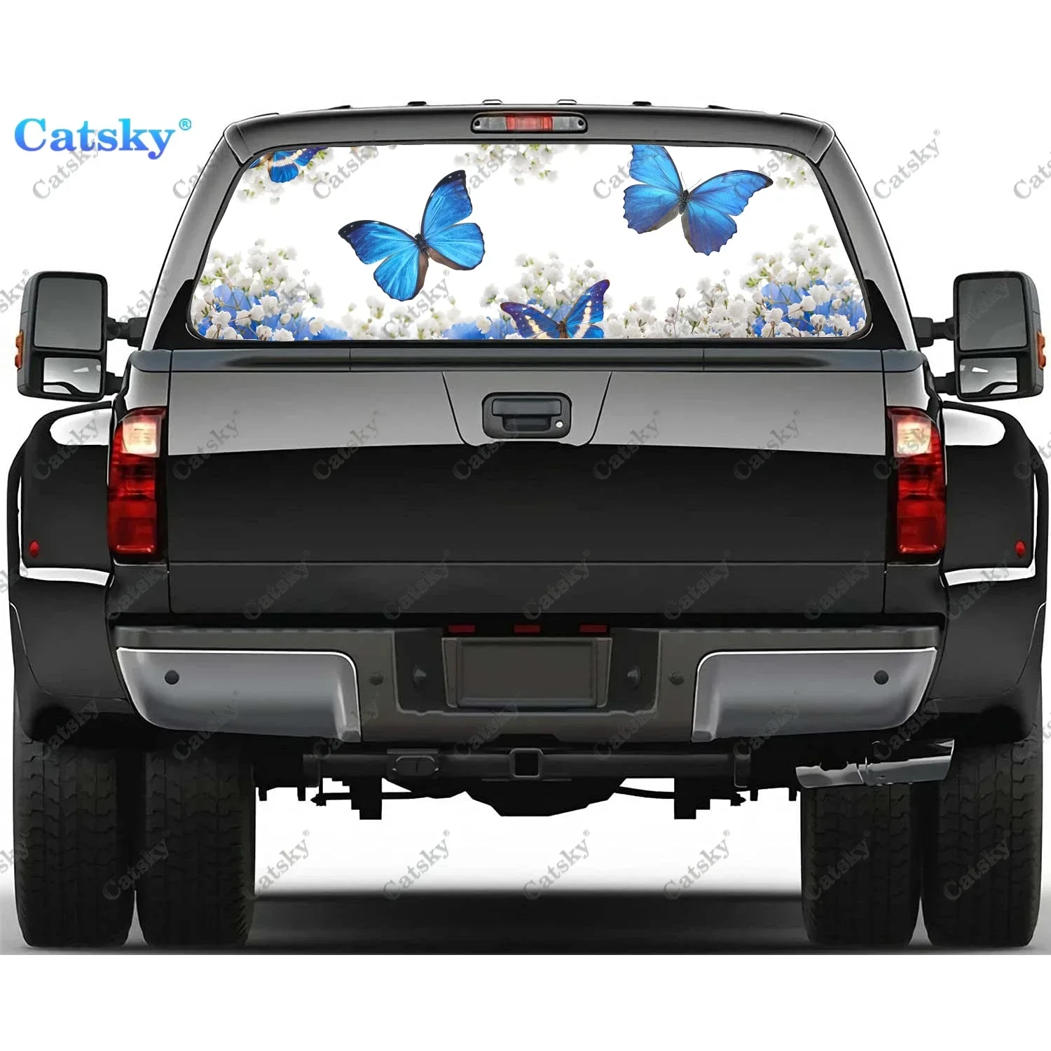 

Butterfly flower Car Window Decal Sticker Graphic PVC Decorative Truck Sticker Perforated Vinyl Universal Wrap Car Sticker