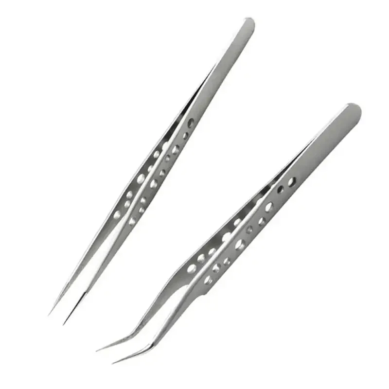 Precision Industrial Tweezers Anti-static Magnetic Stainless Steel Tweezers Set For Electronics Soldering Maintenance Hand Tools