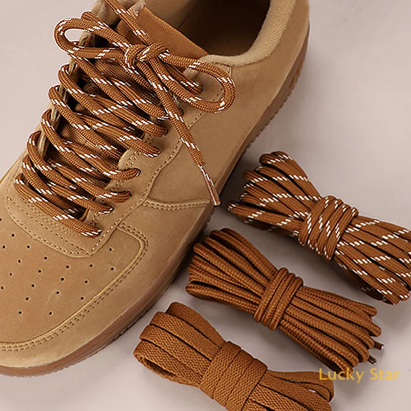 

Fashion Flat Round Wheat Color AF1 Sholeaces Autumn Brown Strings Sport Basketball Casual Sneakers High-top Canvas Shoe Laces