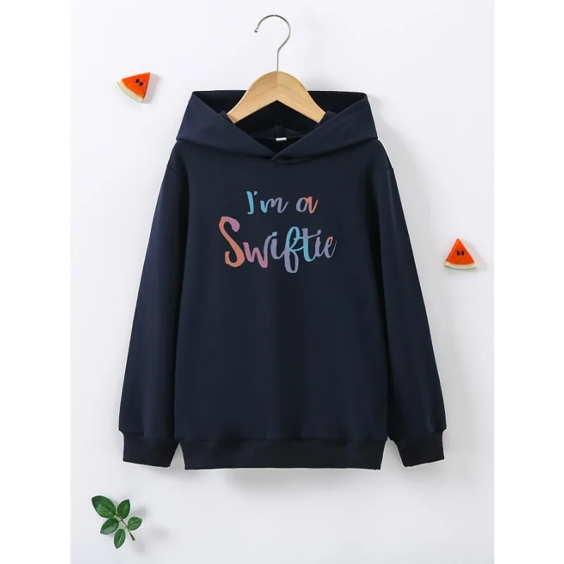 Hoodies Girls Casually Hooded Sweatshirts With Cartoon Letters Printing I Am A Swiftie For Spring Autumn Everyday Wear With Hood