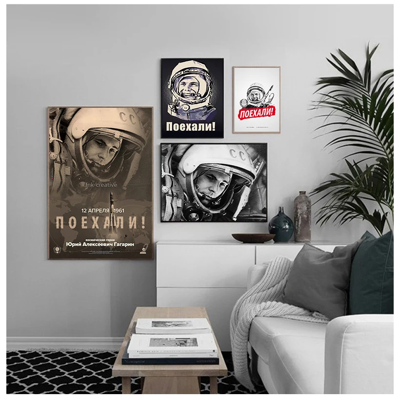 Space Heroes Yuri Gagarin Posters And Prints Wall Pictures For Living Room Vintage Canvas Painting Decorative Home Decor Quadro