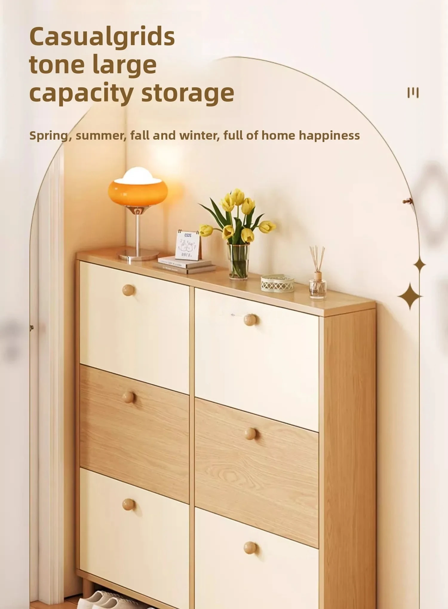 CL Solid Wood Ultra-Thin Flip Shoe Cabinet for Home Entrance New Model Entryway Storage Integrated Wall-Mounted Shoe Rack